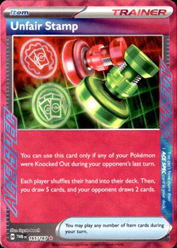 Unfair Stamp 165/167 Twilight Masquerade Pokemon TCG Ace Spec - Image 1