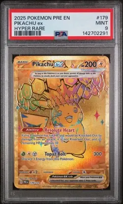 Pokemon Pikachu ex 179/131 Sv: Prismatic Evolutions Hyper Rare PSA 9 MINT - Image 1