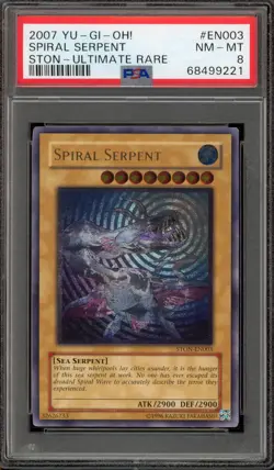 Yu-Gi-Oh! Spiral Serpent Ultimate Rare STON-EN003 PSA 8 - Image 1