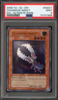 Yu-Gi-Oh! Chainsaw Insect Ultimate Rare SOI-EN021 PSA 9 Mint - Image 1