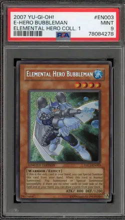 Yu-Gi-Oh! E-Hero Bubbleman Elemental Hero Coll. 1 EHC1-EN003 PSA 9 Mint - Image 1