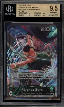 One Piece CCG Roronoa Zoro Legacy of the Master Alternate Art OP12-020 BGS 9.5 - Image 1
