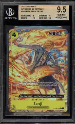 One Piece CCG Sanji Kingdoms of Intrigue SR OP04-104 BGS 9.5 - Image 1