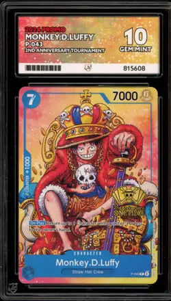 One Piece CCG Monkey.D.Luffy 2nd Anniversary Tournament Promo P-043 ACE 10 - Image 1