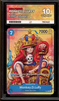One Piece CCG Monkey.D.Luffy Event Giveaway Promo P-043 ACE 10 Gem Mint - Image 1