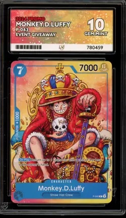 One Piece CCG Monkey.D.Luffy Event Giveaway Promo P-043 ACE 10 Gem Mint - Image 1