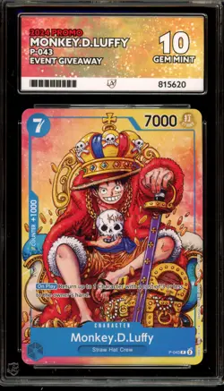 One Piece CCG Monkey.D.Luffy Event Giveaway Promo P-043 ACE 10 Gem Mint - Image 1