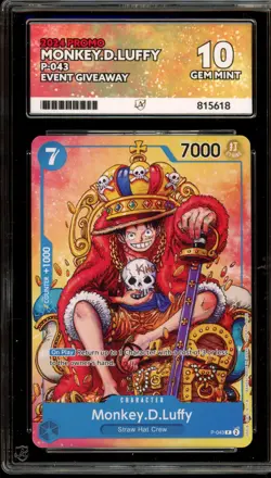 One Piece CCG Monkey.D.Luffy Event Giveaway Promo P-043 ACE 10 Gem Mint - Image 1