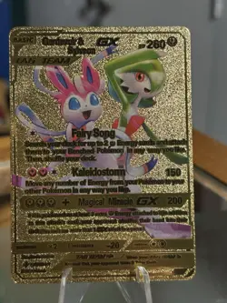 Pokemon Gardevoir & Sylveon GX Tag Team 260hp Gold Foil Fan Art Collector Card - Image 1
