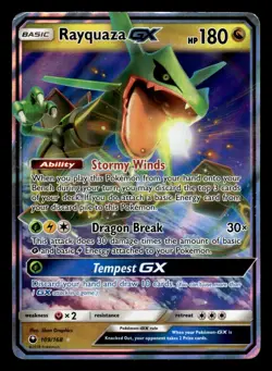 Rayquaza GX 109/168 Ultra Rare SM Celestial Storm Pokemon Card - Image 1