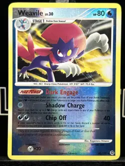 Weavile 40/132 Rare REVERSE Holo Secret Wonders Pokemon Card NM - Image 3