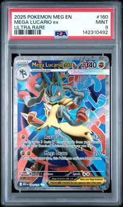 Mega Lucario 160 Pokemon Mega Evolution Ultra Rare PSA 9 MINT Card - Image 1