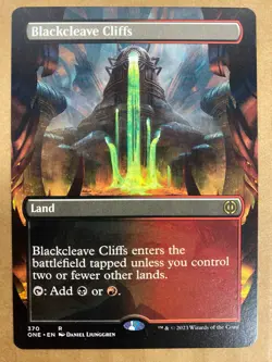 MTG 1x BORDERLESS Blackcleave Cliffs # 370 Phyrexia: All Will Be One Magic x1 NM - Image 1