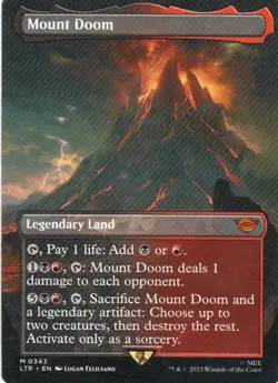 MTG: The Lord of the Rings: Borderless Mount Doom: Lightly Played Condition - Image 1