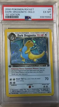Pokemon Dark Dragonite Team Rocket 1st Edition Holo Rare #5 PSA 6 - Image 1