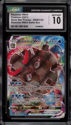 Pokemon Blastoise VMAX Battle Bx. Japanese Full Art Promo SWSH103 CGC 10 - Image 1