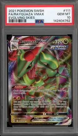 Pokemon Rayquaza VMAX Evolving Skies Full Art #111 PSA 10 Gem Mint - Image 1