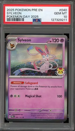 Pokemon Sylveon 2025 Pokemon Day Prismatic Evolutions Holo Rare #040 PSA 10 - Image 1