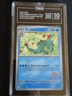FERALIGATR TAG 10 2025 POKEMON SV#213 ILLUSTRATION CONTEST BLACKSTAR PROMO MINT - Image 1