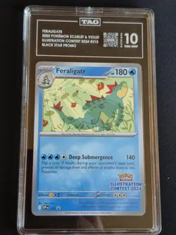 FERALIGATR TAG 10 2025 POKEMON SV#213 ILLUSTRATION CONTEST BLACKSTAR PROMO MINT - Image 1