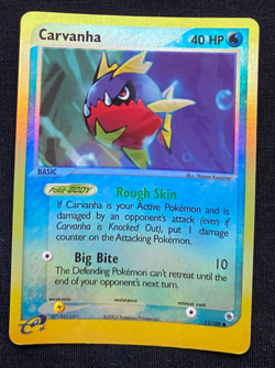 Pokemon TCG Carvanha 51/109 (2003) Ruby & Sapphire Reverse Holo E-series Card MP - Image 1