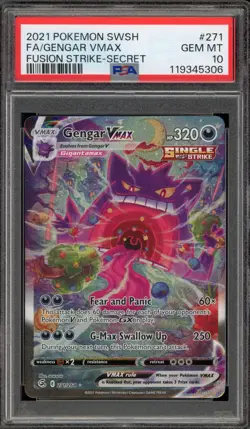 Pokemon Gengar VMAX Fusion Strike Secret Rare Full Alt Art #271 PSA 10 Gem Mint - Image 1