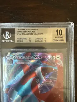 BGS 10 Mint 2020 Pokemon Sword & Shield Darkness Ablaze 144 Salamence VMAX PSA - Image 2