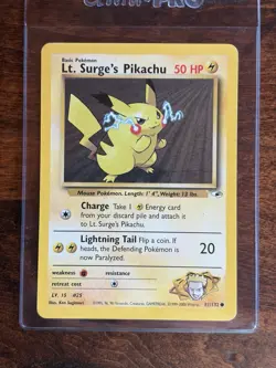 Pokemon Lt. Surge's Pikachu Gym Heroes 81/132 Unlimited Common Basic 50 HP - Image 1