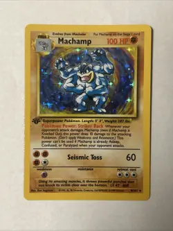Pokemon Machamp 8/102 Base Set Holo Rare 1st Edition 100 HP Exclusive (A) - Image 1