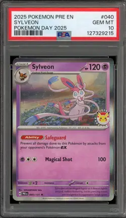 Pokemon Sylveon 2025 Pokemon Day Prismatic Evolutions Holo Rare #040 PSA 10 - Image 1