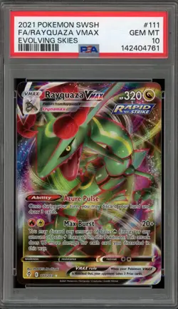 Pokemon Rayquaza VMAX Evolving Skies Full Art #111 PSA 10 Gem Mint - Image 1