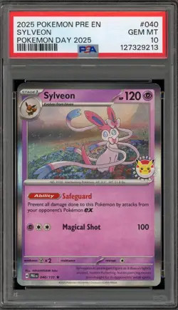 Pokemon Sylveon 2025 Pokemon Day Prismatic Evolutions Holo Rare #040 PSA 10 - Image 1