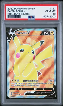 2022 POKEMON SWORD & SHIELD BRILLIANT STARS 157 FULL ART/PIKACHU V - Image 1