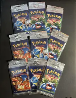WOTC Pokemon Base Set Booster Packs Long Stem Packs Heavy and Light Packs - Image 1