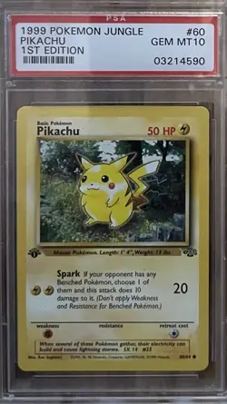 1999 POKEMON JUNGLE 1ST EDITION - PIKACHU #60 ENGLISH PSA 10 Gem Mint - Image 1