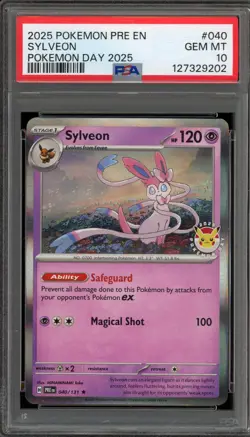 Pokemon Sylveon 2025 Pokemon Day Prismatic Evolutions Holo Rare #040 PSA 10 - Image 1