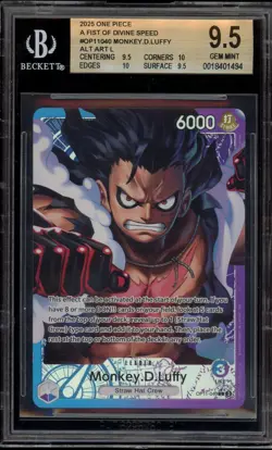 One Piece CCG Monkey.D.Luffy Fist of Divine Speed Alternate Art OP11-040 BGS 9.5 - Image 1