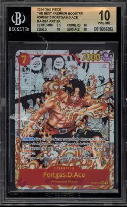 One Piece CCG Portgas.D.Ace Best Premium Booster Manga Alt Art OP02-013 BGS 10 - Image 1