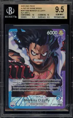 One Piece CCG Monkey.D.Luffy Fist of Divine Speed Alternate Art OP11-040 BGS 9.5 - Image 1