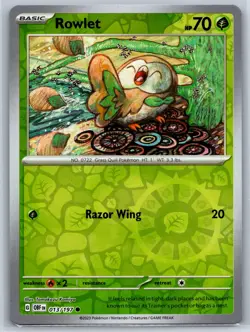 Rowlet Reverse Holo Obsidian Flames OBF 013/197 Tomokazu Komiya Pokemon Card NM - Image 1