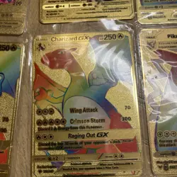 Pokemon Cards X10 Rare Gold Metal Charizard Pikachu VMAX Gold GX HP - Image 5