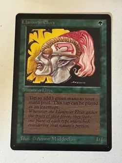 Magic the Gathering MTG Beta Llanowar Elves NM (Beta Bob) - Image 1