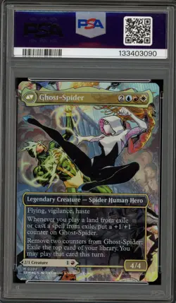 Magic MTG Gwen Stacy/Ghost Spider Scene Borderless Foil #0202 PSA 10 Gem Mint - Image 2
