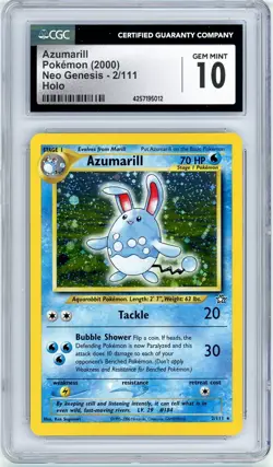 Pokemon Azumarill #2 Neo Genesis Holo Unlimited CGC 10 Gem Mint - Image 1