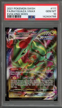 Pokemon Rayquaza VMAX Evolving Skies Full Art #111 PSA 10 Gem Mint - Image 1