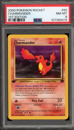 Pokemon Charmander Team Rocket 1st Edition #50 PSA 8 - Image 1