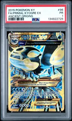 2015 POKEMON XY ANCIENT ORIGINS #96 FULL ART/PRIMAL KYOGRE EX PSA 1 - Image 1