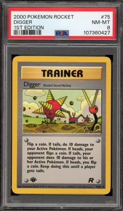Pokemon Digger Team Rocket 1st Edition #75 PSA 8 - Image 1