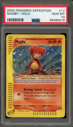 Pokemon Magby Expedition Holo Rare #17 PSA 10 Gem Mint - Image 1