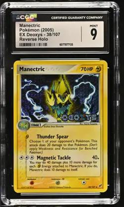 CGC 9 MINT Manectric 2005 EX Deoxys 38/107 Reverse Holo STAMPED Pokemon Card - Image 1